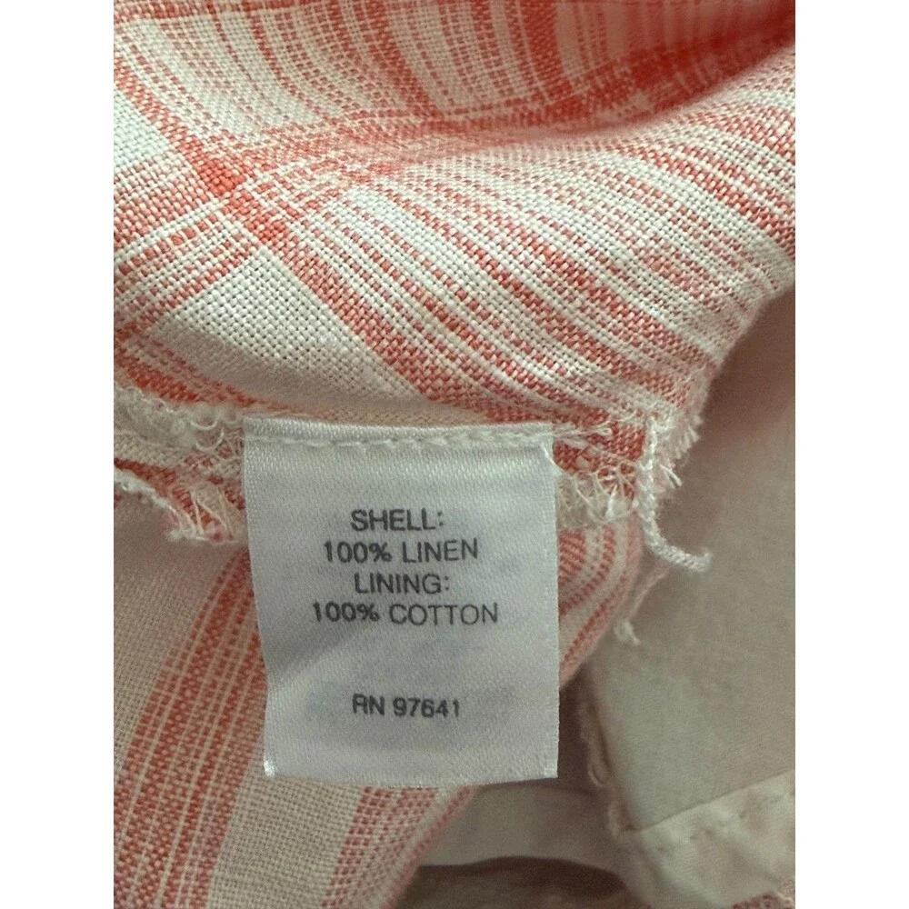 J Jill Love Linen maxi Plaid Dress Pink /white Sleeveless a-line Large Tall - Picture 8 of 8